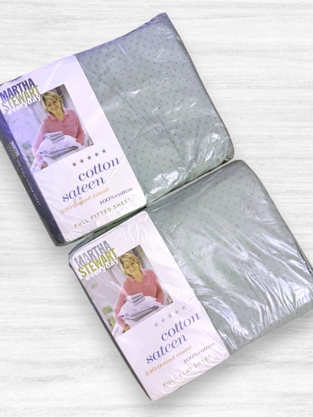 Vintage 2001 Martha Stewart Everyday Full Sheets Clove Cotton Sateen Y2K NOS